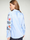 VILAGALLO ISA GRAFFITI OXFORD BLUE SHIRT