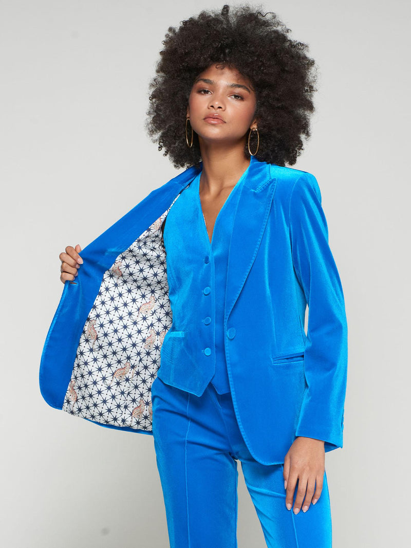 VILAGALLO HEATHER BLUE VELVET JACKET