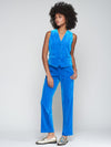 VILAGALLO ELISA BLUE VELVET PANTS