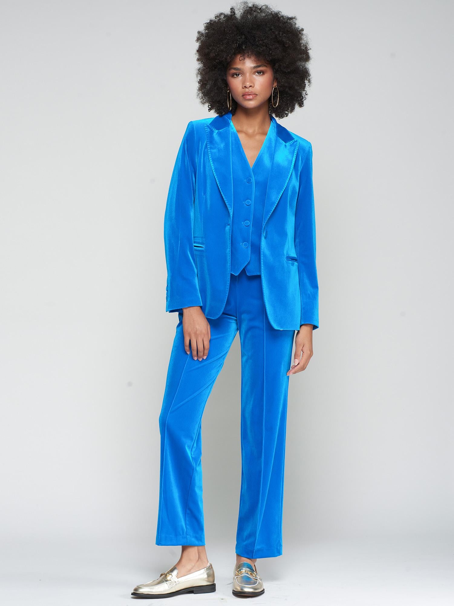 VILAGALLO ELISA BLUE VELVET PANTS