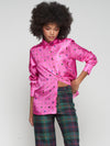 VILAGALLO MARIELA SHIRT WITH PINK SILK PRINT HORSE MOTIFS