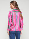 VILAGALLO PINK STRIPED SILK PRINT TEA SHIRT