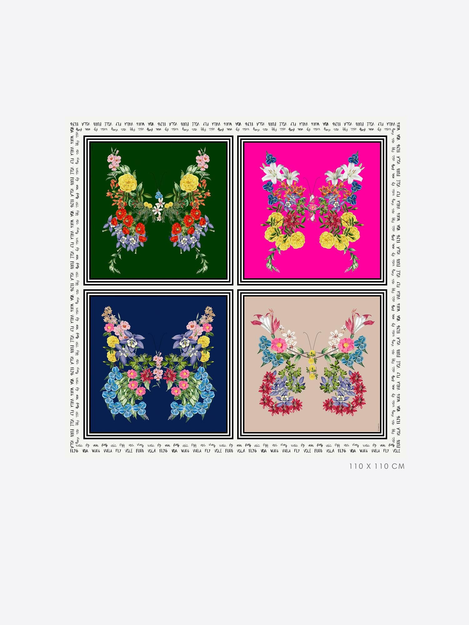 VILAGALLO SILK FOULARD SILK BUTTERFLIES
