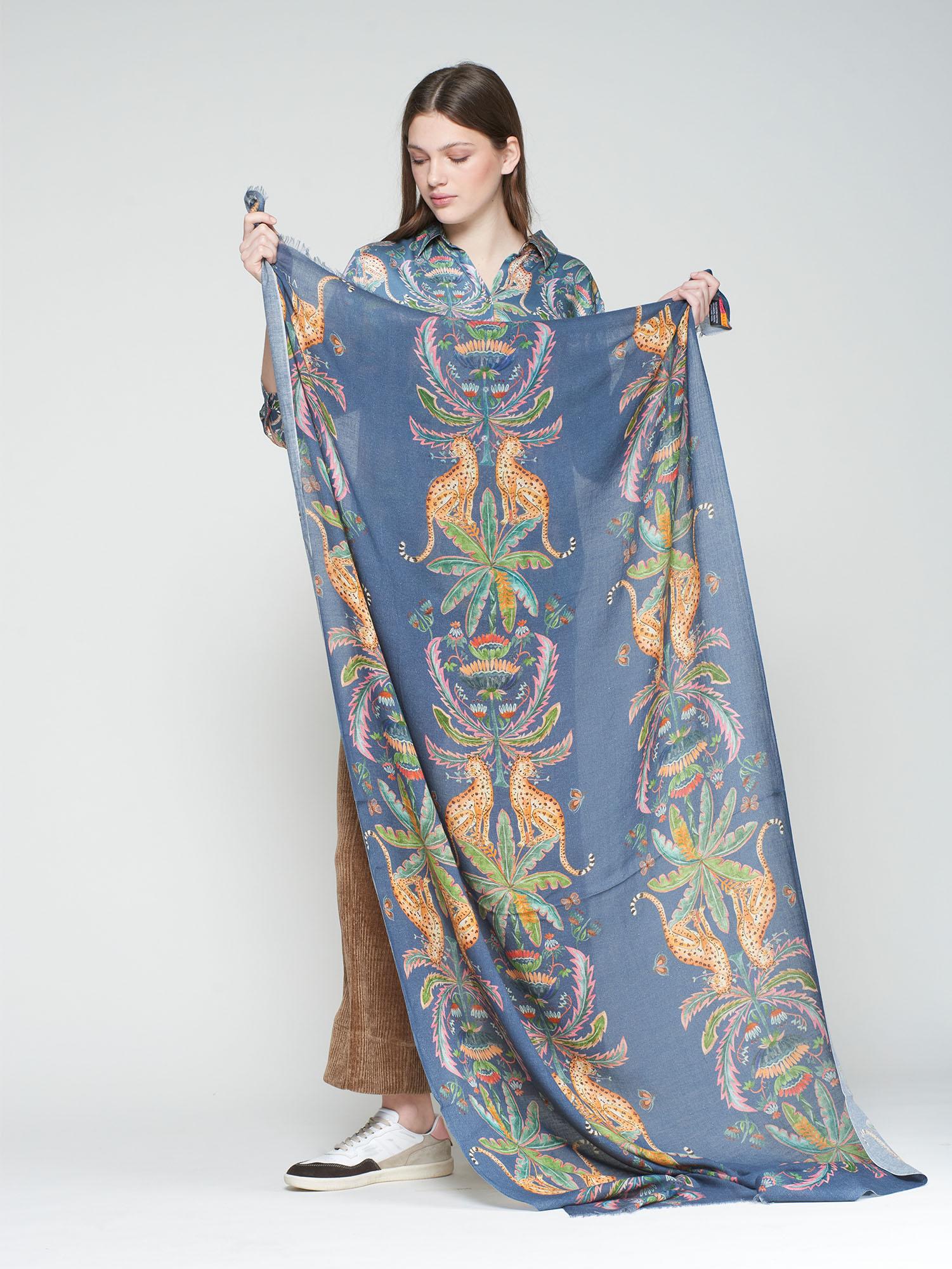 VILAGALLO LEOPARDS AND PALM TREES SCARF