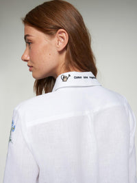VILAGALLO SARA EMB LINO SHIRT - WHITE