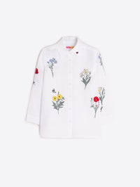 VILAGALLO SARA EMB LINO SHIRT - WHITE