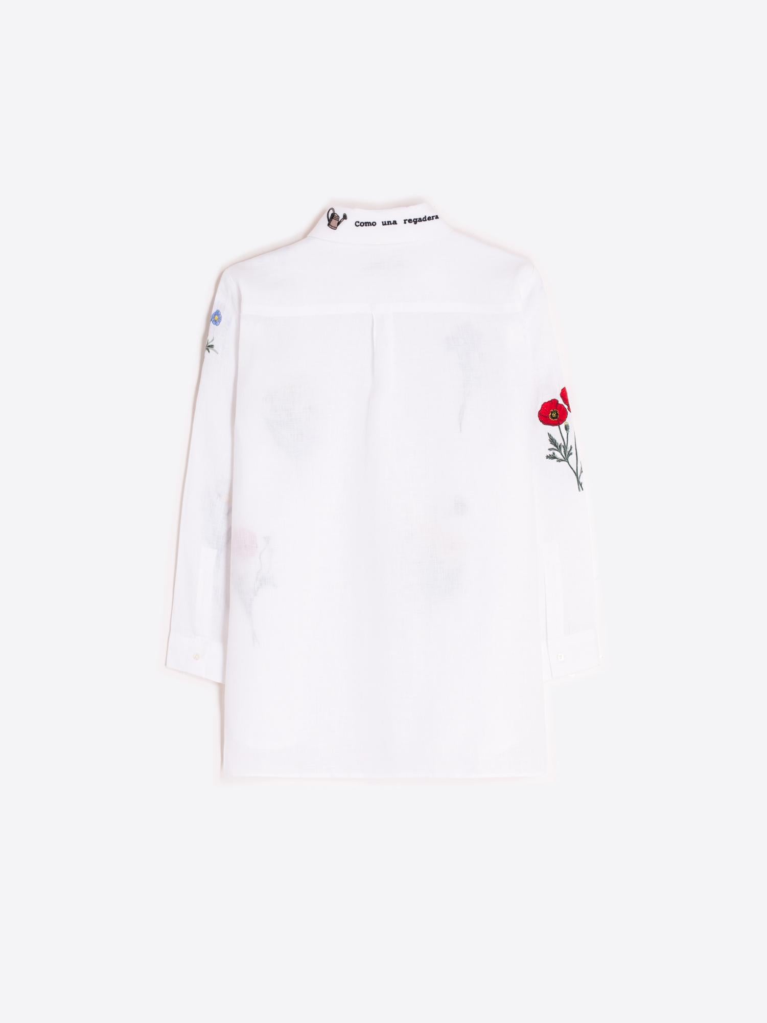 VILAGALLO SARA EMB LINO SHIRT - WHITE