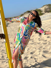 VILAGALLO ISOTA COMO PRINT DRESS