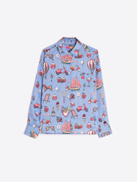 VILAGALLO ISA 1000 RAYAS VINTAGE SHIRT - BLUE