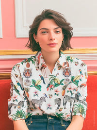 VILAGALLO TIFFANY JUNGLE DISCO PRINT SHIRT - WHITE