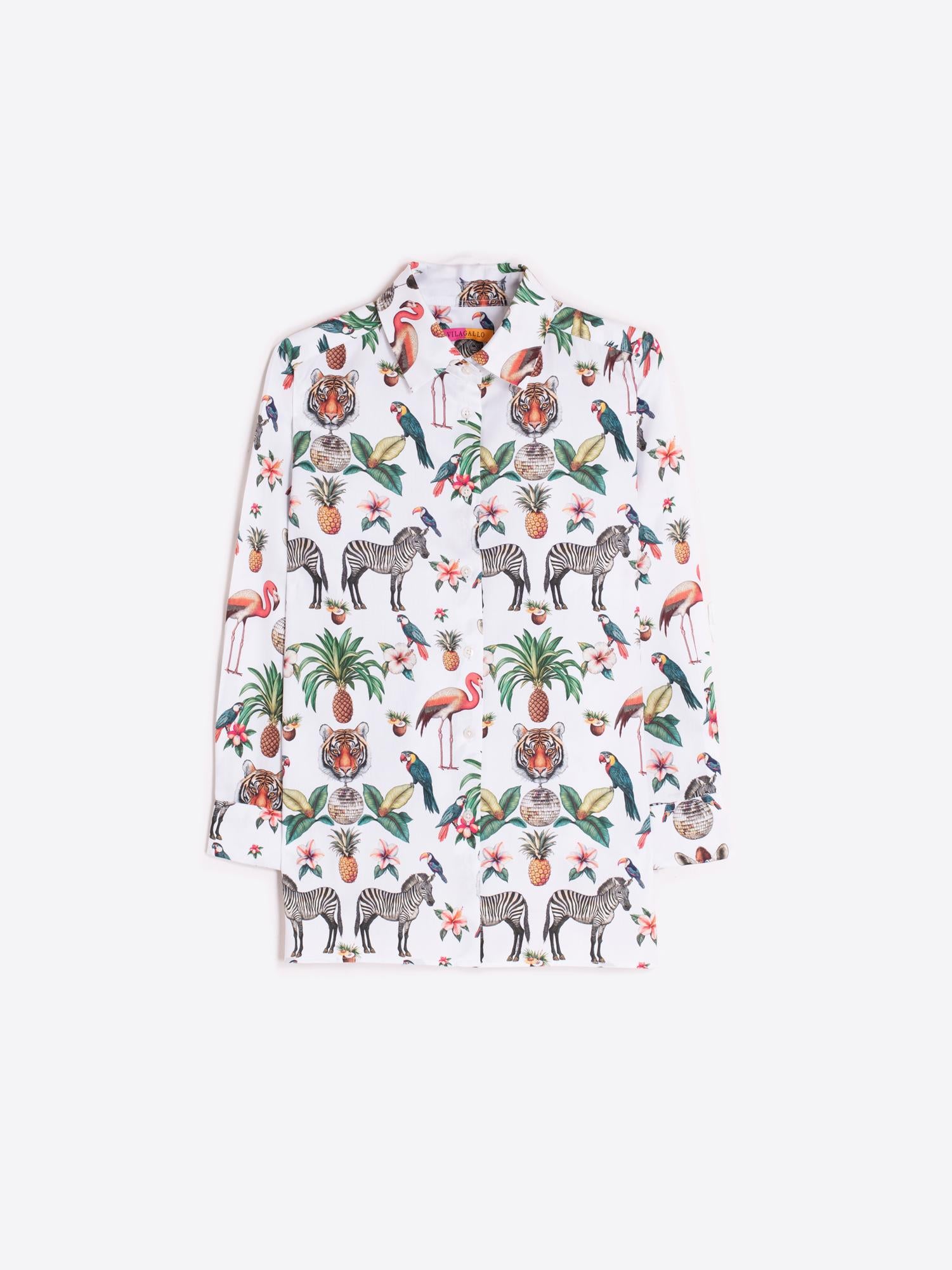 VILAGALLO TIFFANY JUNGLE DISCO PRINT SHIRT - WHITE