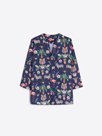 VILAGALLO JULIET JUNGLE DISCO PRINT SHIRT - MARINO