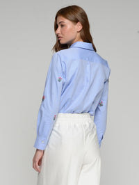 VILAGALLO ISA EMB TWILL SHIRT - BLUE