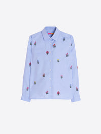 VILAGALLO ISA EMB TWILL SHIRT - BLUE