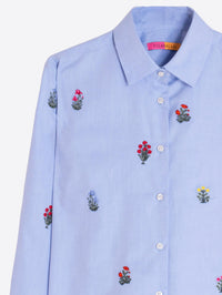 VILAGALLO ISA EMB TWILL SHIRT - BLUE