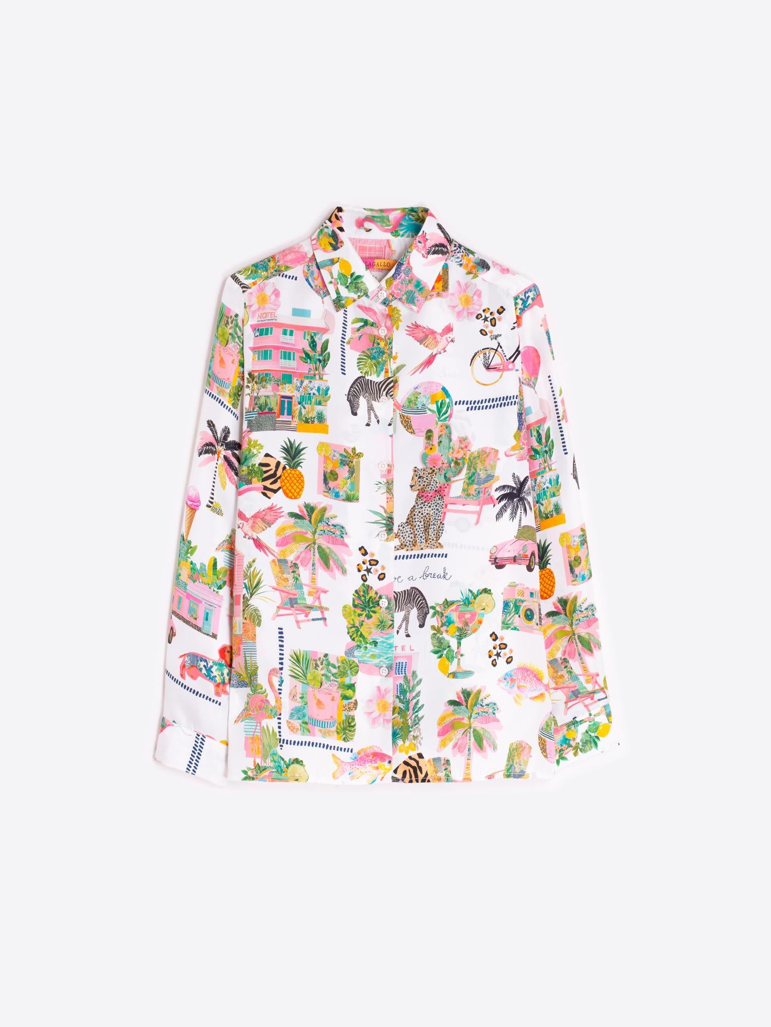 VILAGALLO TEA CALIFORNIA SEDA PRINT SHIRT