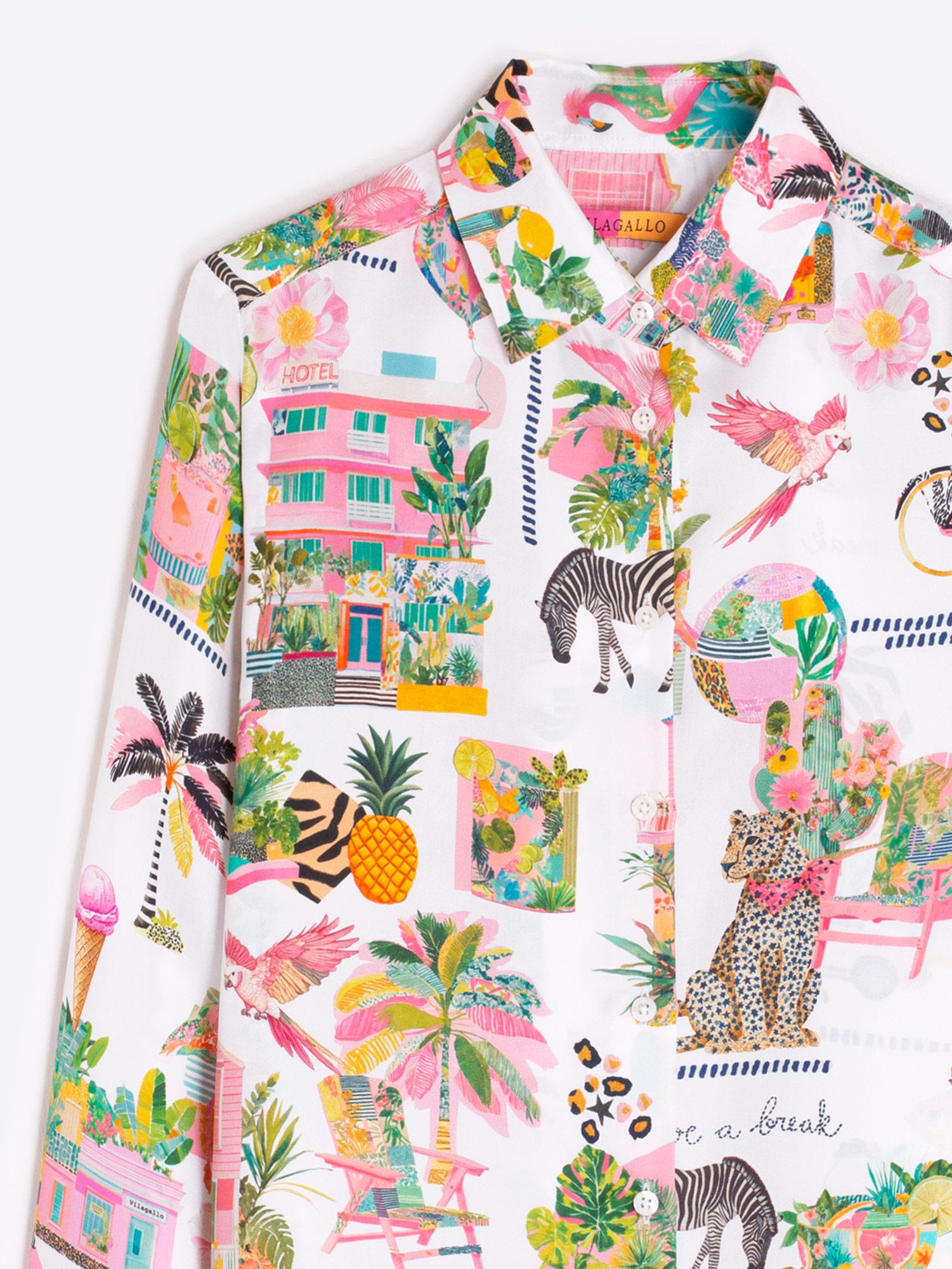 VILAGALLO TEA CALIFORNIA SEDA PRINT SHIRT
