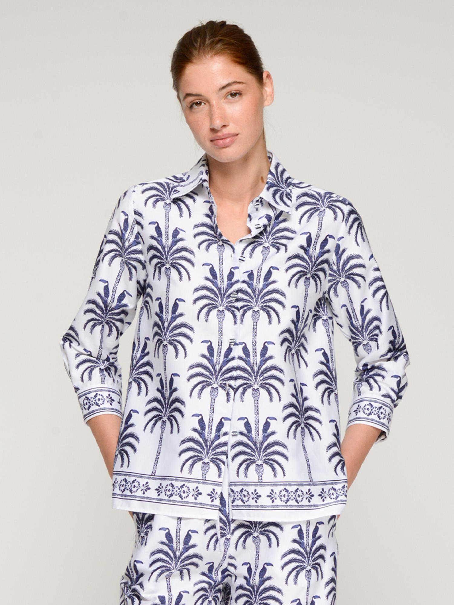 VILAGALLO TIFFANY PALMERAS TUCAN PRINT SHIRT - BLUE