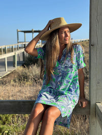 VILAGALLO ELIANA SELVA DRESS - GREEN BLUE