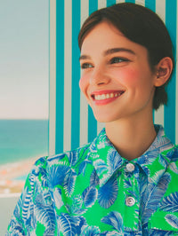 VILAGALLO ELIANA SELVA DRESS - GREEN BLUE