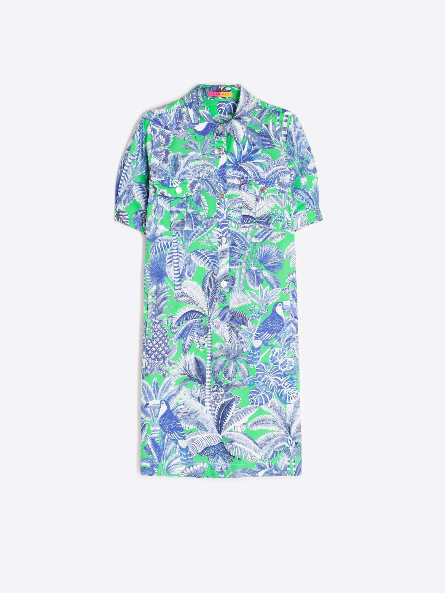 VILAGALLO ELIANA SELVA DRESS - GREEN BLUE