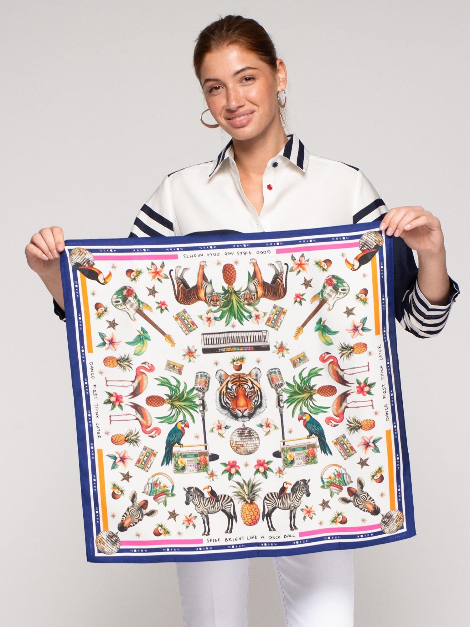 VILAGALLO SILK MEDIUM JUNGLE DISCO SCARF