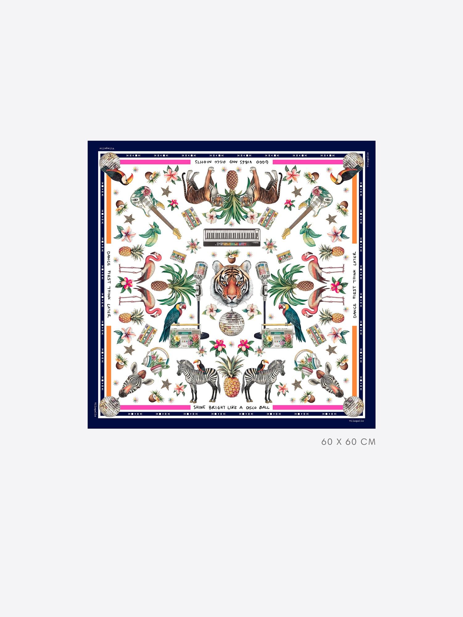 VILAGALLO SILK MEDIUM JUNGLE DISCO SCARF