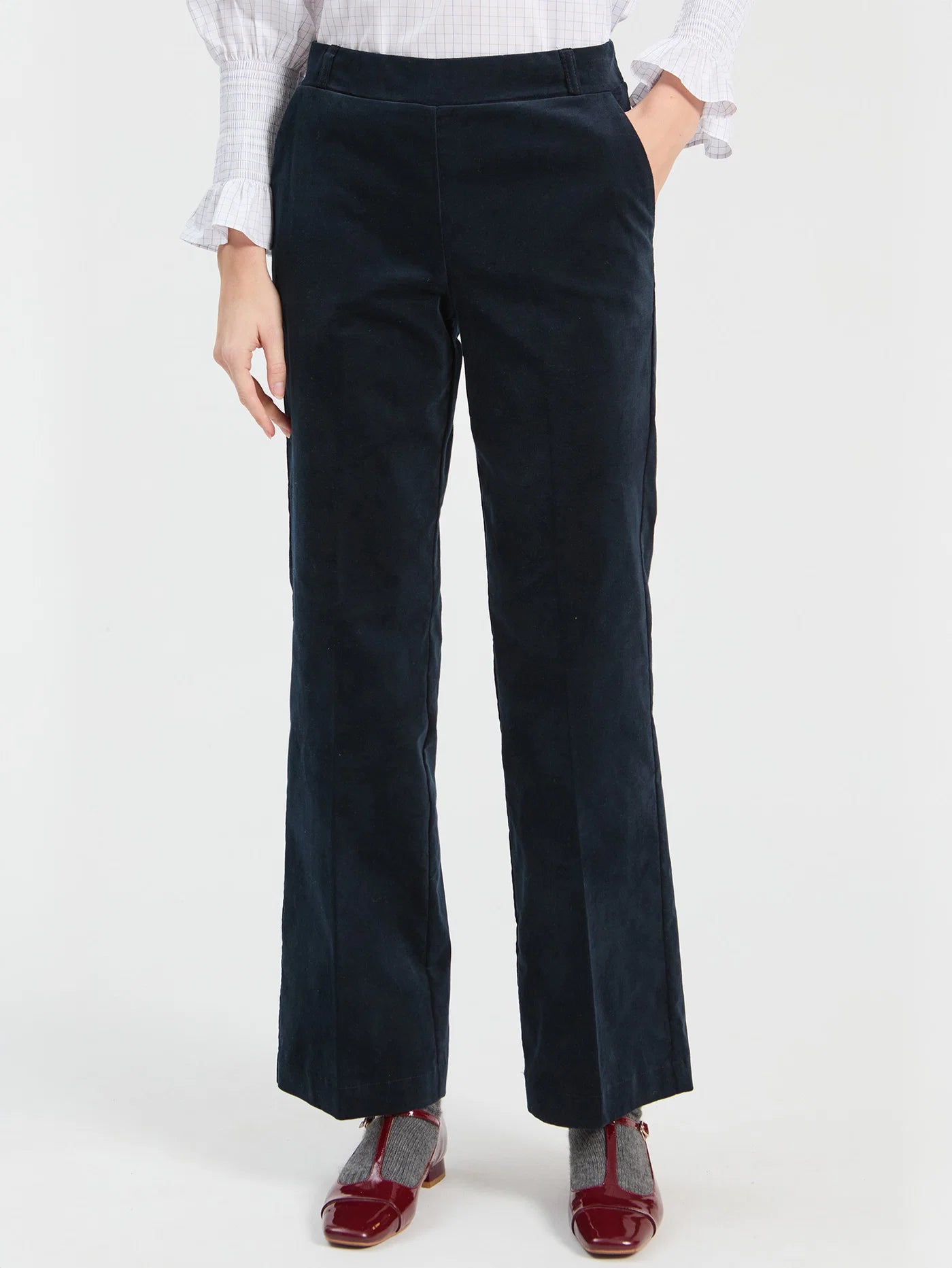 VILAGALLO MARTINA NAVY VELVET PANT