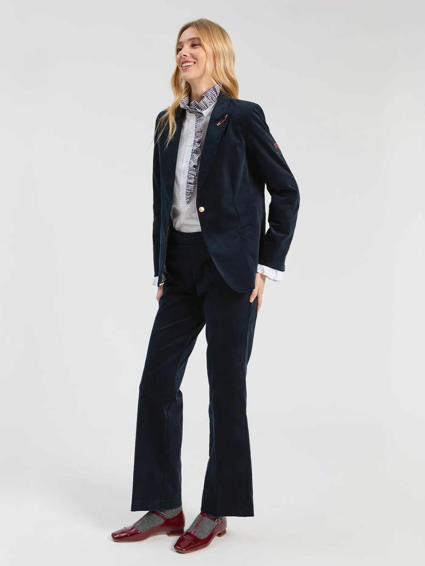 VILAGALLO MARTINA NAVY VELVET PANT