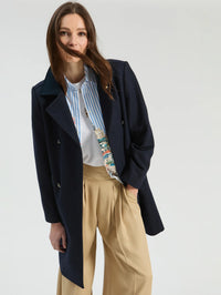 VILAGALLO HERRINGBONE NAVY COAT
