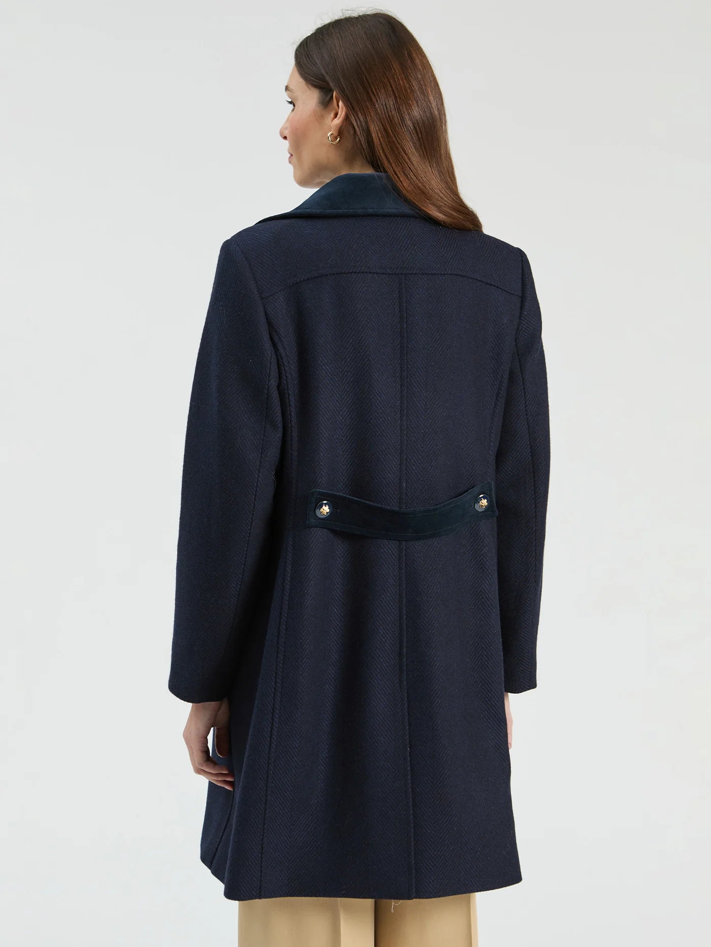 VILAGALLO HERRINGBONE NAVY COAT