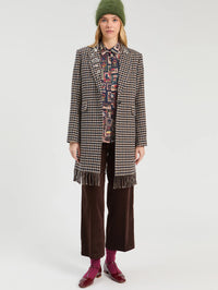 VILAGALLO ARICIA CHECK FRINGE COAT
