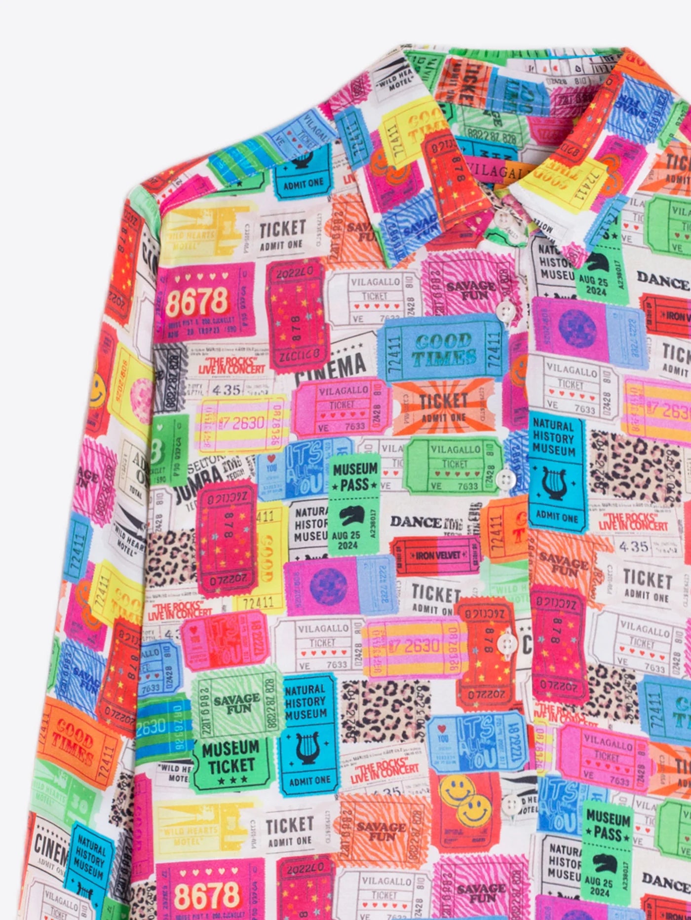 VILAGALLO MULTICOLOR TICKET PRINT SHIRT