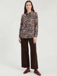 VILAGALLO ANITA PRINTED POSTER SHIRT GREEN