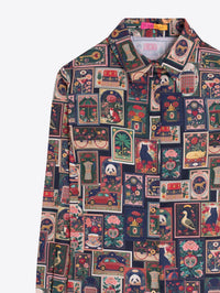 VILAGALLO ANITA PRINTED POSTER SHIRT GREEN