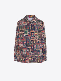 VILAGALLO ANITA PRINTED POSTER SHIRT GREEN