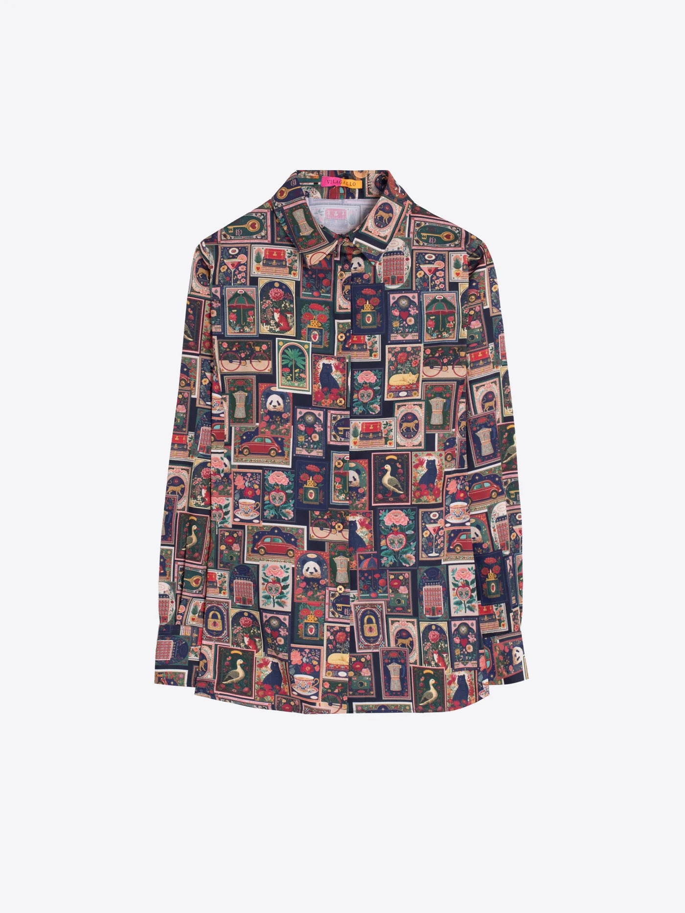 VILAGALLO ANITA PRINTED POSTER SHIRT GREEN