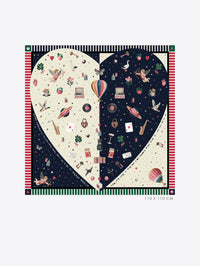 VILAGALLO SILK SCARF CUPID MARINE RAW