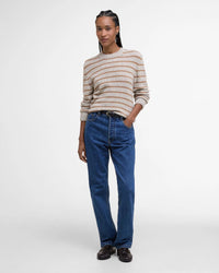 BARBOUR CLAYDON KNITTED WOMEN'S SWEATER - OATMEAL STRIPE