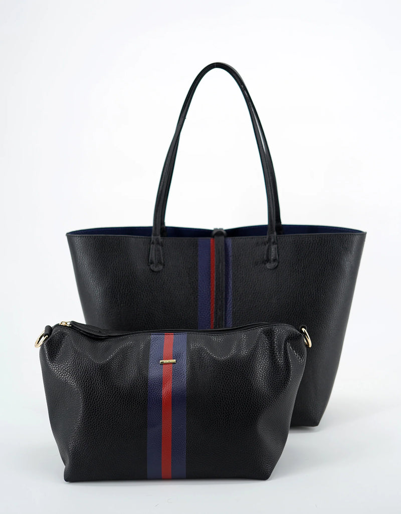 REMI/REID DEPARTURE STRIPE REVERSIBLE TOTE BAG - BLACK/NAVY