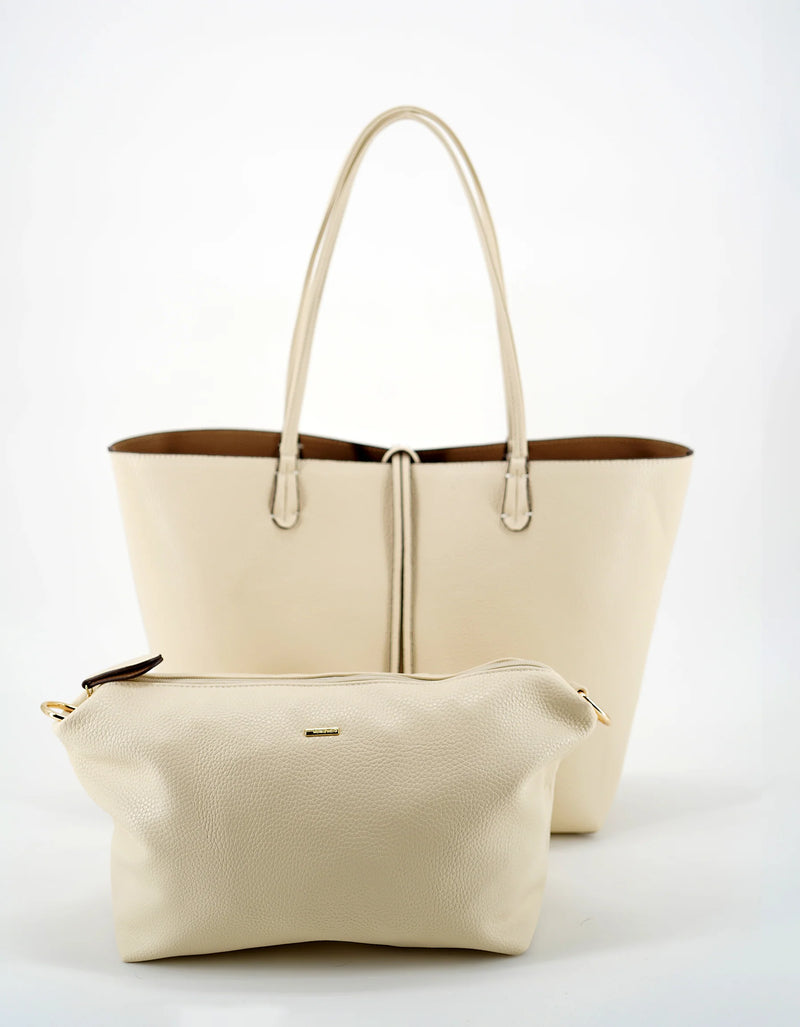 REMI/REID DEPARTURE REVERSIBLE TOTE BAG - CREAM/TAUPE