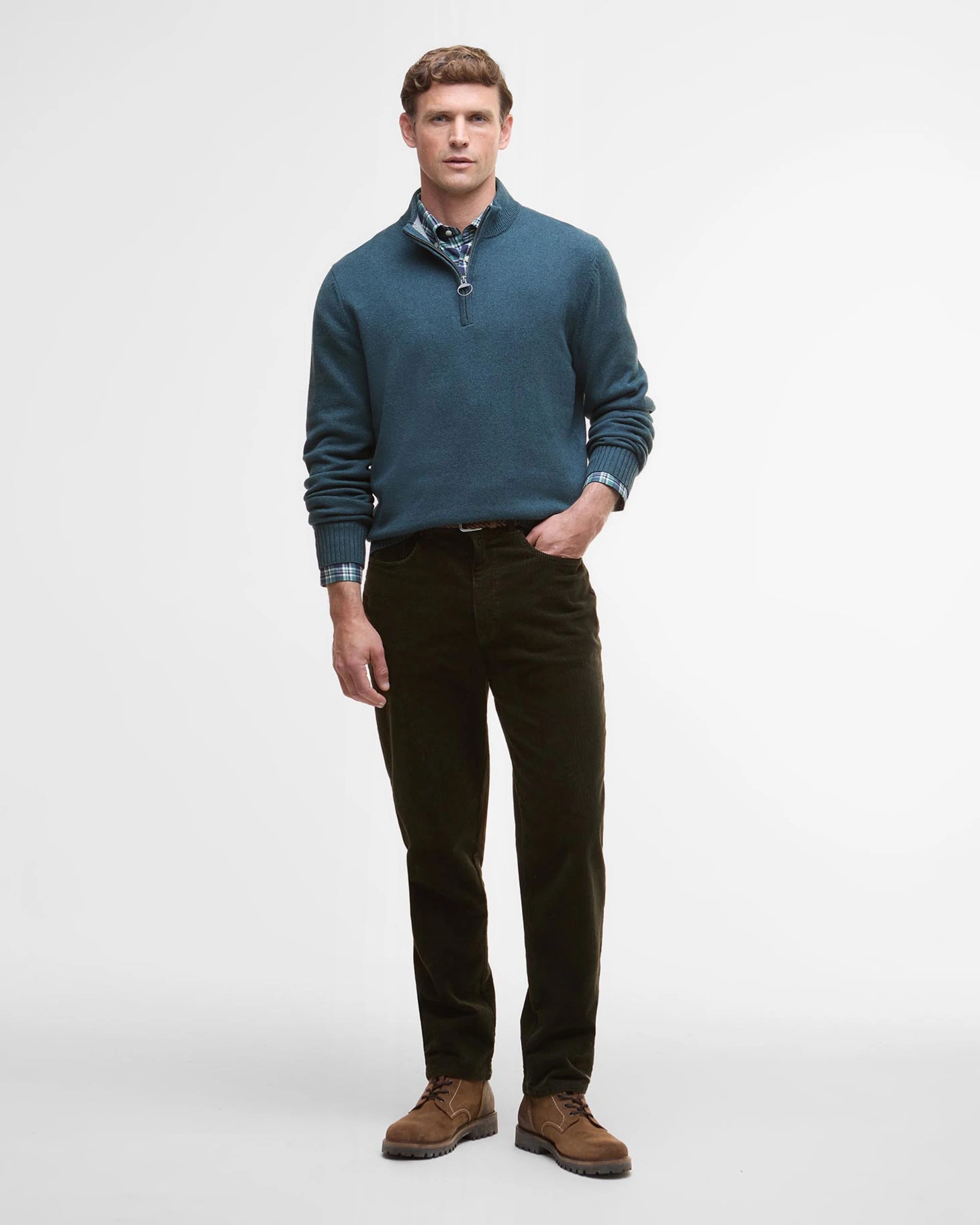 BARBOUR KELSON HALF-ZIP SWEATER - MALLARD GREEN
