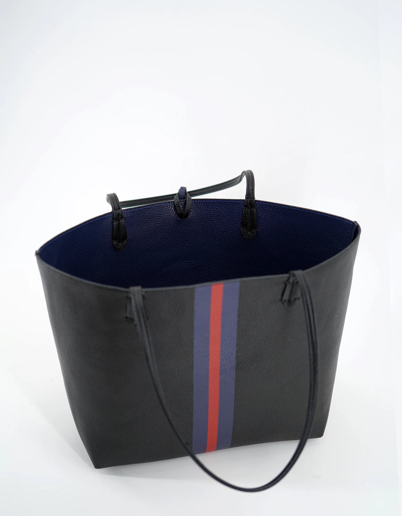 REMI/REID DEPARTURE STRIPE REVERSIBLE TOTE BAG - BLACK/NAVY