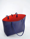 REMI/REID DEPARTURE PERFORATED SQUARE REVERSIBLE TOTE BAG - ROYAL BLUE/CORAL