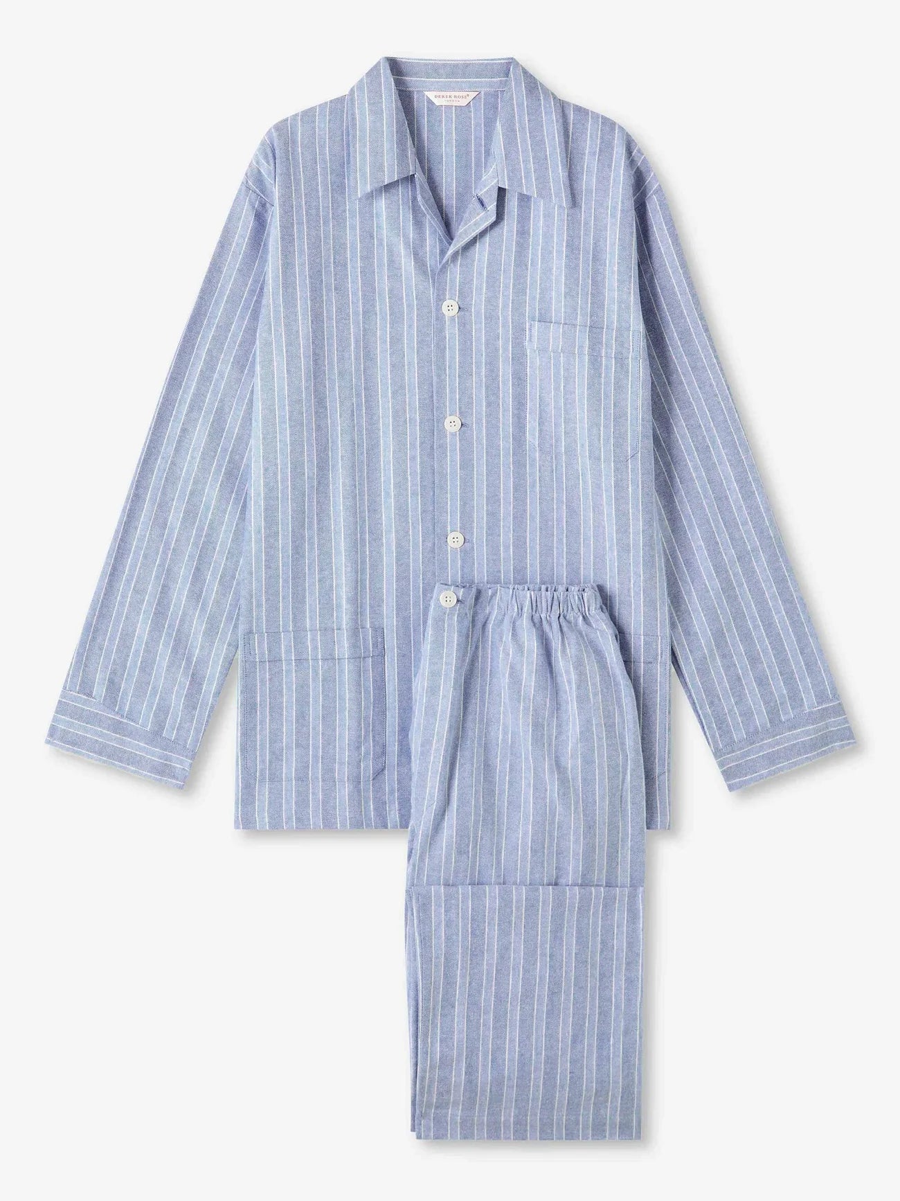 DEREK ROSE MEN'S CLASSIC FIT PAJAMA SET - ARRAN 20 BRUSHED COTTON BLUE