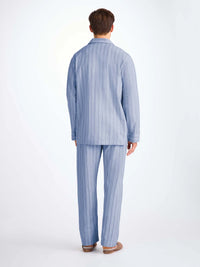 DEREK ROSE MEN'S CLASSIC FIT PAJAMA SET - ARRAN 20 BRUSHED COTTON BLUE