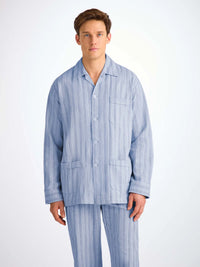 DEREK ROSE MEN'S CLASSIC FIT PAJAMA SET - ARRAN 20 BRUSHED COTTON BLUE