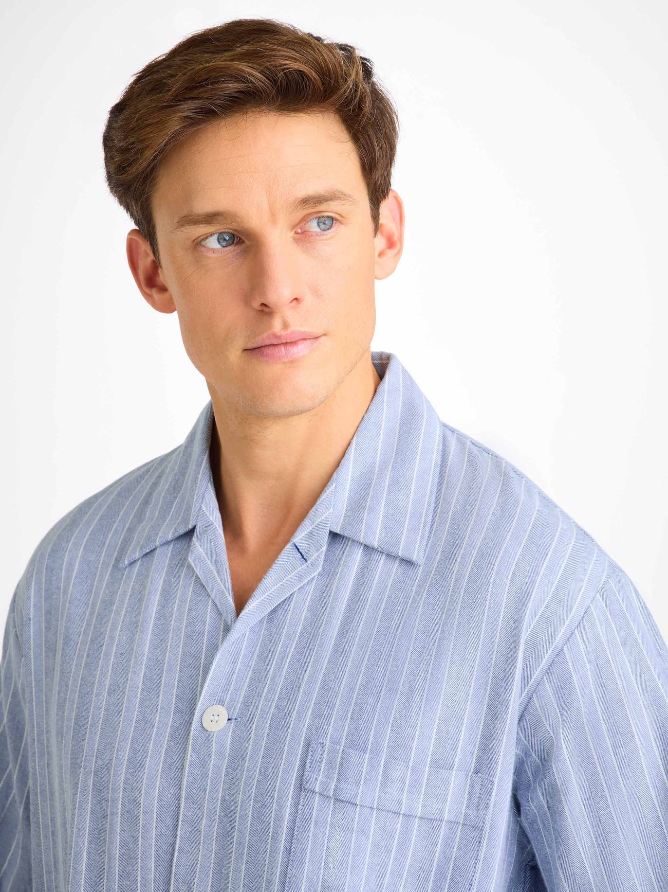 DEREK ROSE MEN'S CLASSIC FIT PAJAMA SET - ARRAN 20 BRUSHED COTTON BLUE