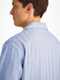 DEREK ROSE MEN'S CLASSIC FIT PAJAMA SET - ARRAN 20 BRUSHED COTTON BLUE