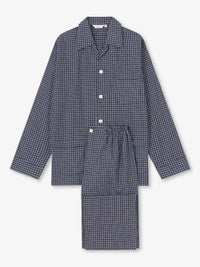 DEREK ROSE MEN'S CLASSIC FIT PAJAMA SET - BRAEMAR 32 BRUSHED COTTON NAVY